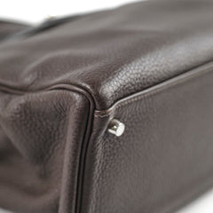 Hermes Kelly 35 Clemence Chocolate Square O Stamp