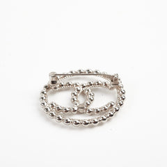 Chanel CC Round Silver Brooch