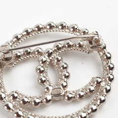 Chanel CC Round Silver Brooch