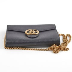 Gucci Marmont Black Leather Wallet On Chain WOC