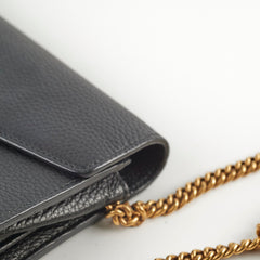 Gucci Marmont Black Leather Wallet On Chain WOC