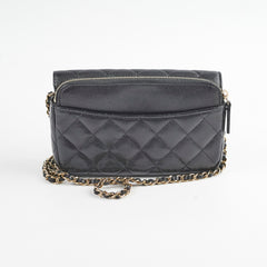 Chanel Double Side Phone Holder Caviar Cossbody Bag Black Microchipped