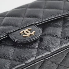 Chanel Double Side Phone Holder Caviar Cossbody Bag Black Microchipped