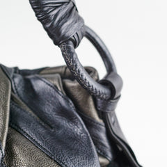 Prada Black Nappa Leather Hobo Bag Dark Brown Dark Grey