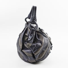 Prada Black Nappa Leather Hobo Bag Dark Brown Dark Grey