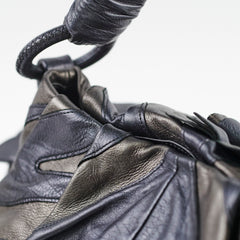 Prada Black Nappa Leather Hobo Bag Dark Brown Dark Grey