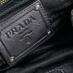 Prada Black Nappa Leather Hobo Bag Dark Brown Dark Grey