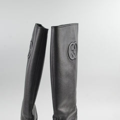 Gucci GG Knee High Heeled Boots Black 38