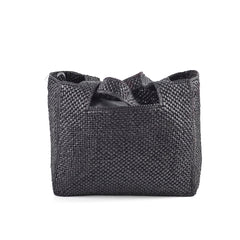 Loewe Medium Font Tote in Raffia Black