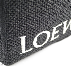 Loewe Medium Font Tote in Raffia Black