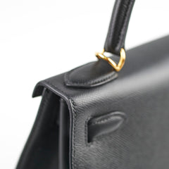 Hermes Kelly 28 Epsom Black C Stamp