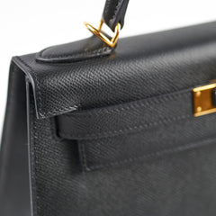 Hermes Kelly 28 Epsom Black C Stamp