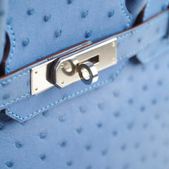 Hermes Birkin Ostrich 30 Blue R Stamp