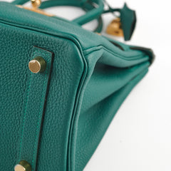 Hermes Birkin 25 Malachite Togo C Stamp