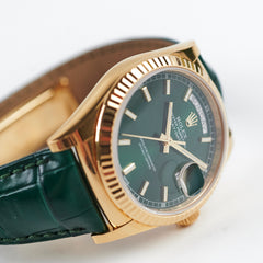 Rolex Day-Date 36mm Gold/Green Ombre Watch 118138 (2014)