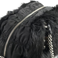 Prada Fur Nylon Shoulder Bag Black