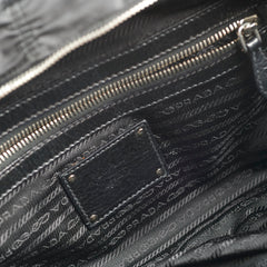 Prada Fur Nylon Shoulder Bag Black