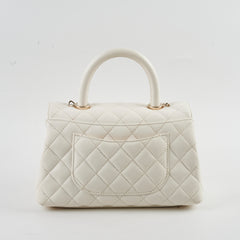 Chanel Small Coco Handle Caviar White GHW