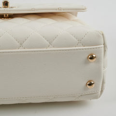 Chanel Small Coco Handle Caviar White GHW