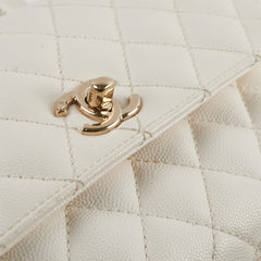 Chanel Small Coco Handle Caviar White GHW