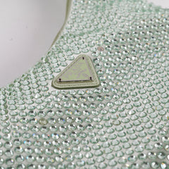 Prada Mint Green Satin Mini Crystal Studded Re-Edition 2000 Shoulder Bag