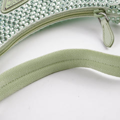 Prada Mint Green Satin Mini Crystal Studded Re-Edition 2000 Shoulder Bag