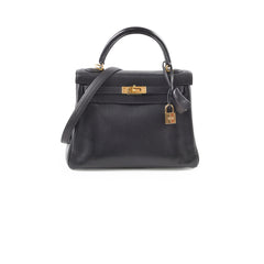 Hermes Kelly 25 Noir Square J Stamp Evergrain Black