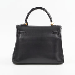 Hermes Kelly 25 Noir Square J Stamp Evergrain Black