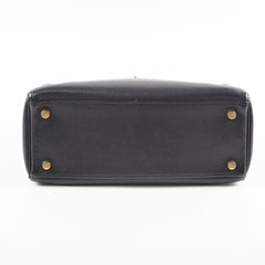 Hermes Kelly 25 Noir Square J Stamp Evergrain Black