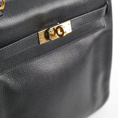 Hermes Kelly 25 Noir Square J Stamp Evergrain Black