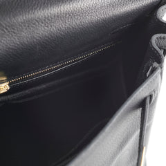 Hermes Kelly 25 Noir Square J Stamp Evergrain Black