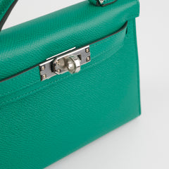 Hermes Mini Kelly Epsom Vert Jade/ Bleu Paradis - U Stamp