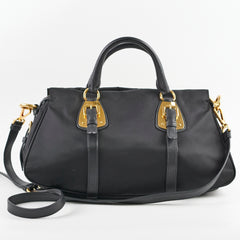 Prada Nylon Top Handle / Crossbody Bag Black