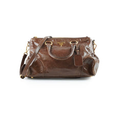 Prada Leather Top Handle / Crossbody Bag Tan Brown