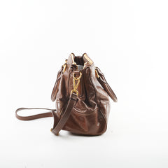 Prada Leather Top Handle / Crossbody Bag Tan Brown