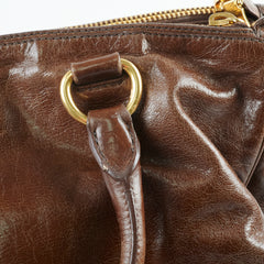 Prada Leather Top Handle / Crossbody Bag Tan Brown