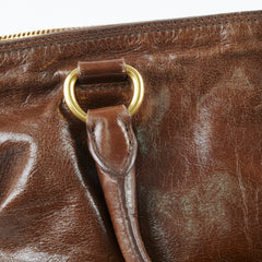 Prada Leather Top Handle / Crossbody Bag Tan Brown