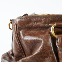 Prada Leather Top Handle / Crossbody Bag Tan Brown