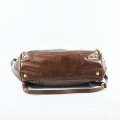 Prada Leather Top Handle / Crossbody Bag Tan Brown