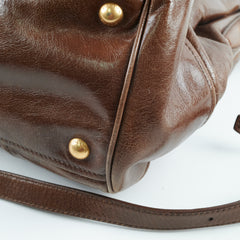 Prada Leather Top Handle / Crossbody Bag Tan Brown