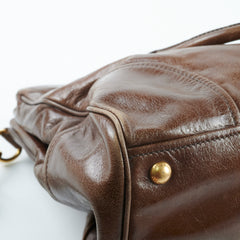 Prada Leather Top Handle / Crossbody Bag Tan Brown