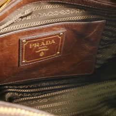 Prada Leather Top Handle / Crossbody Bag Tan Brown