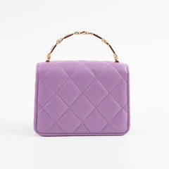 Chanel Detailed Top Handle Flap Mini Clutch with Chain Purple 32 Series