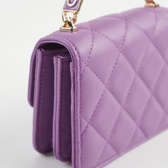 Chanel Detailed Top Handle Flap Mini Clutch with Chain Purple 32 Series