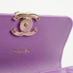 Chanel Detailed Top Handle Flap Mini Clutch with Chain Purple 32 Series