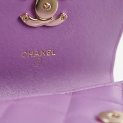 Chanel Detailed Top Handle Flap Mini Clutch with Chain Purple 32 Series