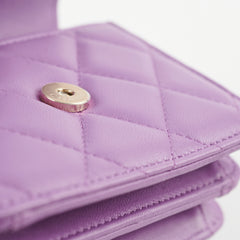 Chanel Detailed Top Handle Flap Mini Clutch with Chain Purple 32 Series