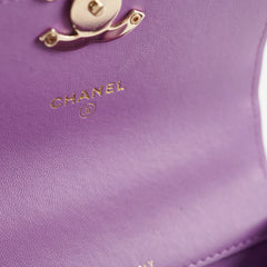 Chanel Detailed Top Handle Flap Mini Clutch with Chain Purple 32 Series