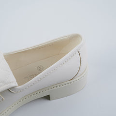 Chanel White 39.5 Logo Loafers