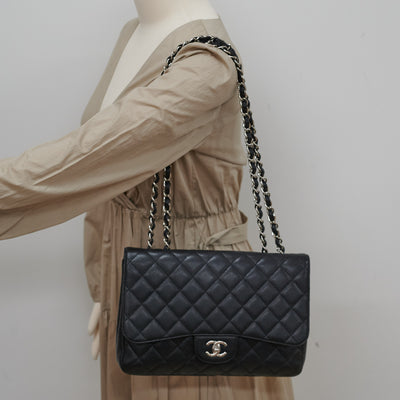 Chanel Jumbo Caviar Classic Single Flap Bag - Black Shoulder Bags, Handbags  - CHA154034